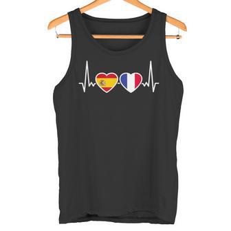 España Francia Latido Bandera Francés Español Camiseta sin mangas - Regaloses