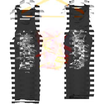 Galaxy Laser Cat On Burger -Pace Cheeseburger Cats タンクトップ - Kawaiitshirt