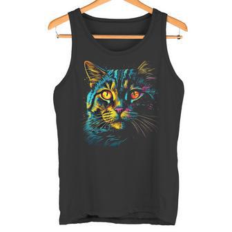 Gato Mascota Animal Colorido Arte Gato Camiseta sin mangas - Regaloses