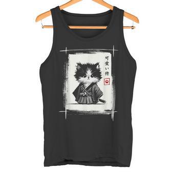 Gatoamurai Arte Japonésumi-E Novedad Kawaii Gato Divertido Camiseta sin mangas - Regaloses