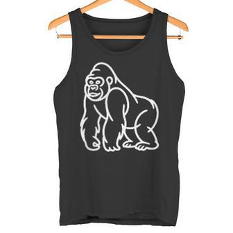Gorilla ミニマリスト バッジ パッチライン アート 動物 タンクトップ - Kawaiitshirt