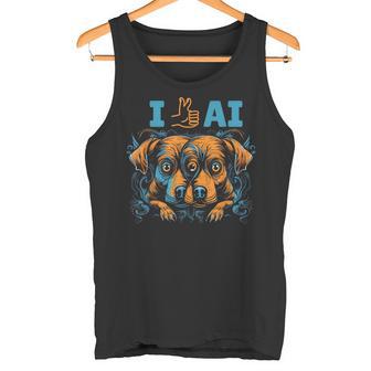 Me Gusta La Ia Perros De Inteligencia Artificial Con Pulgares Arriba Camiseta sin mangas - Regaloses