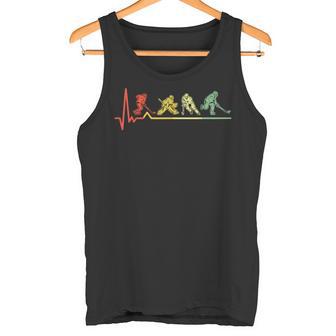 Herzschlag Eishockey Eishockeyspieler Retro Heartbeat Ekg Tank Top - Seseable