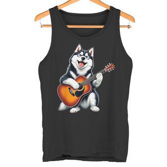 Husky Perro Tocando Guitarra Diseño Divertido Husky Camiseta sin mangas - Regaloses