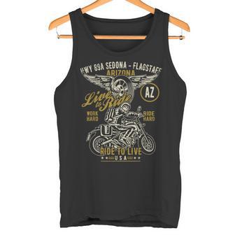 Hwy 89A セドナ フラッグスタッフ Azusa オートバイ アンティーク調デザイン タンクトップ - Kawaiitshirt
