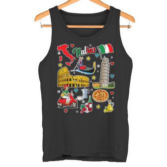 Iconos Italianos Lindo Recuerdo Deiaje De Italia Para Los Amantes De Italia Camiseta sin mangas - Regaloses