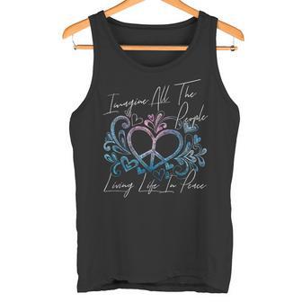 Imagine Hippie People Living Life In Peace And Love タンクトップ - Kawaiitshirt