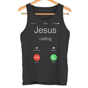 Jesus Calling Jesus Phone クリスチャンtシャツ タンクトップ - Kawaiitshirt