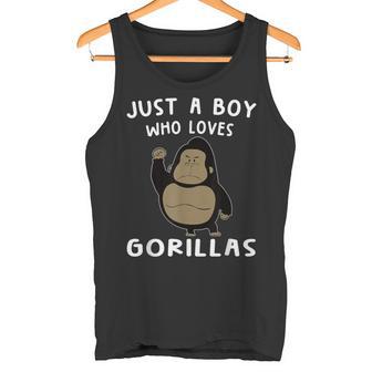 Just A Boy Who Loves Gorillas Gorilla Lover タンクトップ - Kawaiitshirt