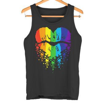 Labios Del Orgullo Corazones Con Los Colores Del Arco Iris Camiseta sin mangas - Regaloses