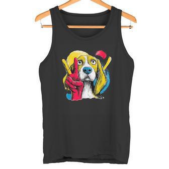 Letrero Retro Con Estampado De Perro Pop Dog Con Forma De Beagle Face Double Peace Camiseta sin mangas - Regaloses