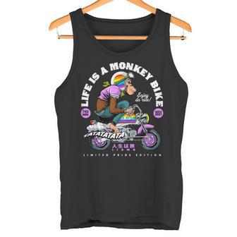 Life Is A Monkey Bike Fun ビンテージ バイカー プライドエディション タンクトップ - Kawaiitshirt