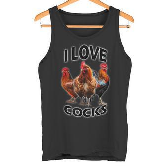I Love Cocks Divertida Con Gallinas Para Pervertidos Camiseta sin mangas - Regaloses