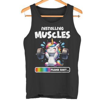Lustiges Einhorn Workout Gym Fitness Gewichtheben Niedliches Einhorn Tank Top - Seseable