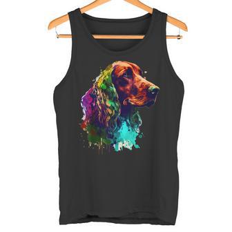 Pintura Al Óleo Irlandesaetter Perro Lindo Retrato Colorido Camiseta sin mangas - Regaloses