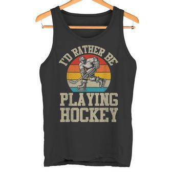Prefiero Estar Jugando Al Jugador De Hockey Retro Amante Del Hockey Camiseta sin mangas - Regaloses