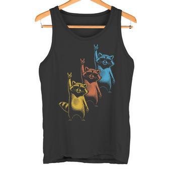 Retro Waschbär Rock Musik Geschenk Rock Festival Lustiger Waschbär Tank Top - Seseable