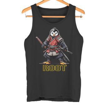 Root Penguin Linuxamurai Programación Nerd Guerrero Ti Camiseta sin mangas - Regaloses