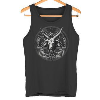 Satanic 666 Diable Occulteur Pentagramme Chèvre Noir Et Blanc Débardeur e - Cadeauxyz