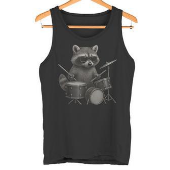 Schlagzeuger Waschbärpieltchlagzeug Waschbär Rock Band Lustige Musik Tank Top - Seseable