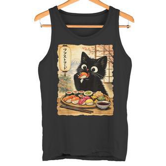 Schwarzeüße Katze Isstushi Kawaii Japanisches Essen Anime Katzen Tank Top - Geschenkecke