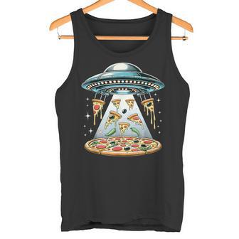 Ufo エイリアン 食べるピザ誘拐 面白い食べ物愛好家 タンクトップ - Kawaiitshirt
