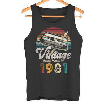 Vintage 1981 Cumpleaños 45 Años Cassette Lápiz Camiseta sin mangas - Regaloses