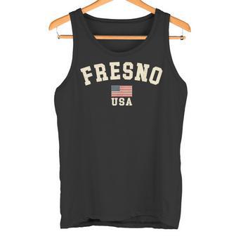 Vintage Fresno Usa Drapeau Américainouvenir Californie Rétro Débardeur e - Cadeauxyz