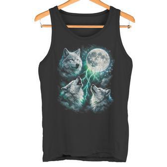 Vintage Wölfe Heulen Auf Dem Mond Retro Wolf Lover Lustig Tank Top - Seseable