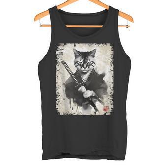 Vintageamurai Gato Guerrero Japonés Arte Anime In Mangas Camiseta sin mangas - Regaloses