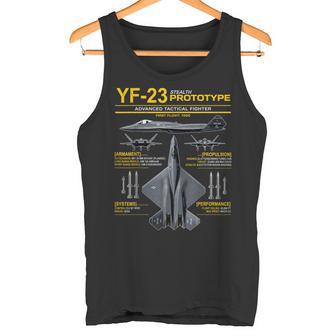Yf-23 ステルス戦闘機 ミリタリー ジェット仕様 インフォグラフィック イエロー タンクトップ - Kawaiitshirt