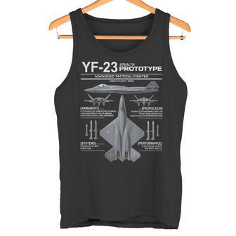 Yf-23ステルス戦闘機ミリタリージェットスペックインフォグラフィック タンクトップ - Kawaiitshirt