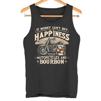お金で幸せが買えないならバーボンとバイクを解説 タンクトップ - Kawaiitshirt
