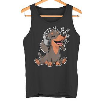 かわいいダックスフント音楽愛好家ヘッドフォン タンクトップ - Kawaiitshirt