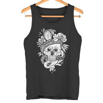 アジアの髑髏と蛇のグラフィック タンクトップ - Kawaiitshirt