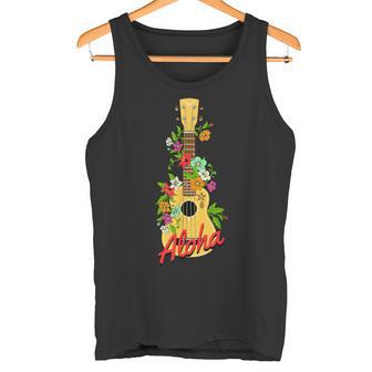アロハ ハワイアン アイランド ウクレレ フラワー アロハ ハワイ タンクトップ - Kawaiitshirt