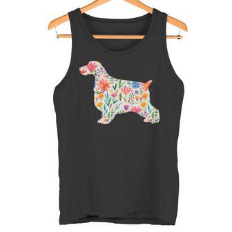 イングリッシュコッカースパニエル水彩フラワーデザイン。 タンクトップ - Kawaiitshirt