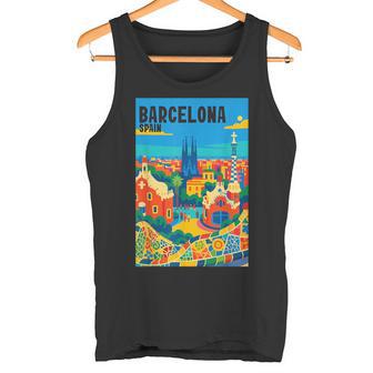 カラフル バルセロナ スペイン ガウディ公園 & サグラダファミリア 旅行 タンクトップ - Kawaiitshirt
