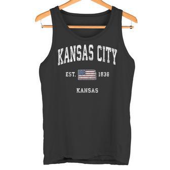 カンザスシティカンザスks ヴィンテージ アメリカ国旗 スポーツデザイン タンクトップ - Kawaiitshirt