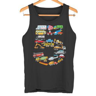 キッズ 男の子の車、消防車の5歳の誕生日 タンクトップ - Kawaiitshirt