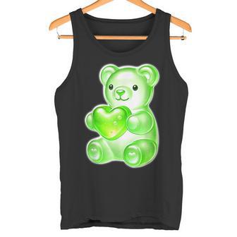 グミベア キャンディ ハート グリーン タンクトップ - Kawaiitshirt