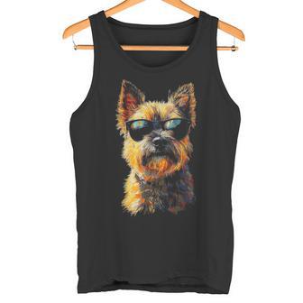 ケアンテリア 犬 ペット アートワーク サングラス ケアンテリア タンクトップ - Kawaiitshirt