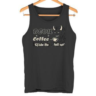 コーヒー愛好家のためのファニーデビルブランドコーヒー タンクトップ - Kawaiitshirt