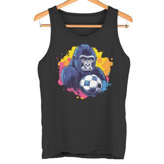 ゴリラ サッカーボール 鮮やかな色 タンクトップ - Kawaiitshirt