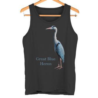 サギの鳥シャツ グレートブルーサギ 鳥類学 タンクトップ - Kawaiitshirt