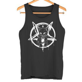 サタンキャットシャツ オカルトサタニックルシファーギフト レディース メンズ タンクトップ - Kawaiitshirt