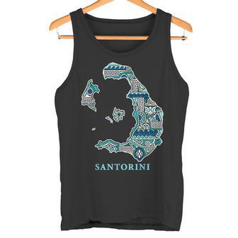 サントリーニ島 ギリシャ 地図 ギリシャ柄 旅行 休暇 タンクトップ - Kawaiitshirt