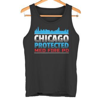 シカゴ・プロテクテッド Med Fire Pd シカゴファン向け タンクトップ - Kawaiitshirt