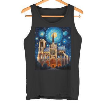 シュールレアリスム 星月夜 ノートルダム大聖堂 タンクトップ - Kawaiitshirt