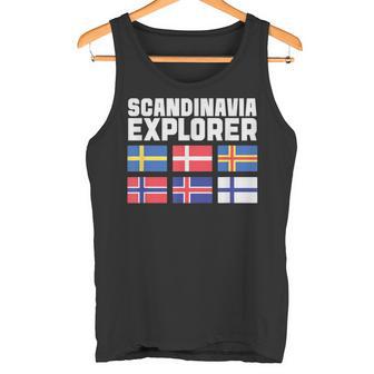 スカンジナビア エクスプローラー フラグ スウェーデン ノルウェー アイスランド タンクトップ - Kawaiitshirt